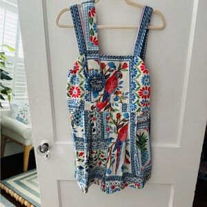 Farm Rio Romper with beaded belt  Multicolor Women's romper.